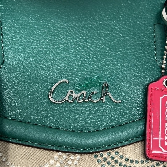 Coach Ashley F25183 Dotted Op Art North South Aegean Canvas Leather Hobo Tote - Picture 7 of 13